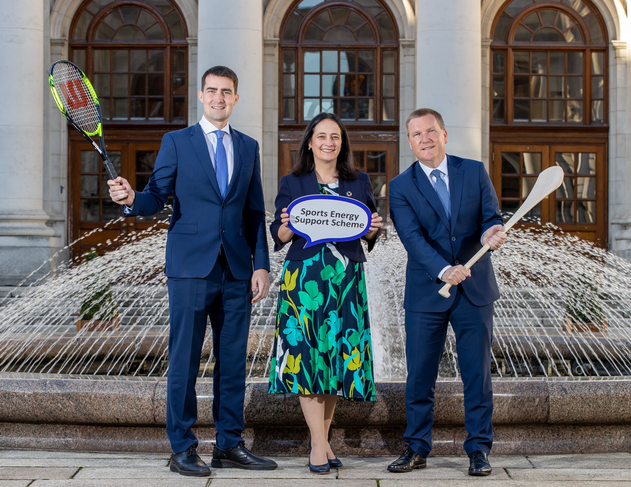 314923168_496452549175458_468989281212182349_n Ministers holding tennis rackets and hurls