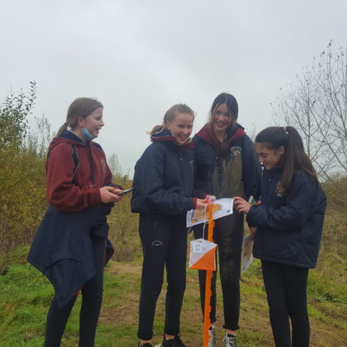 Teen girls orienteering