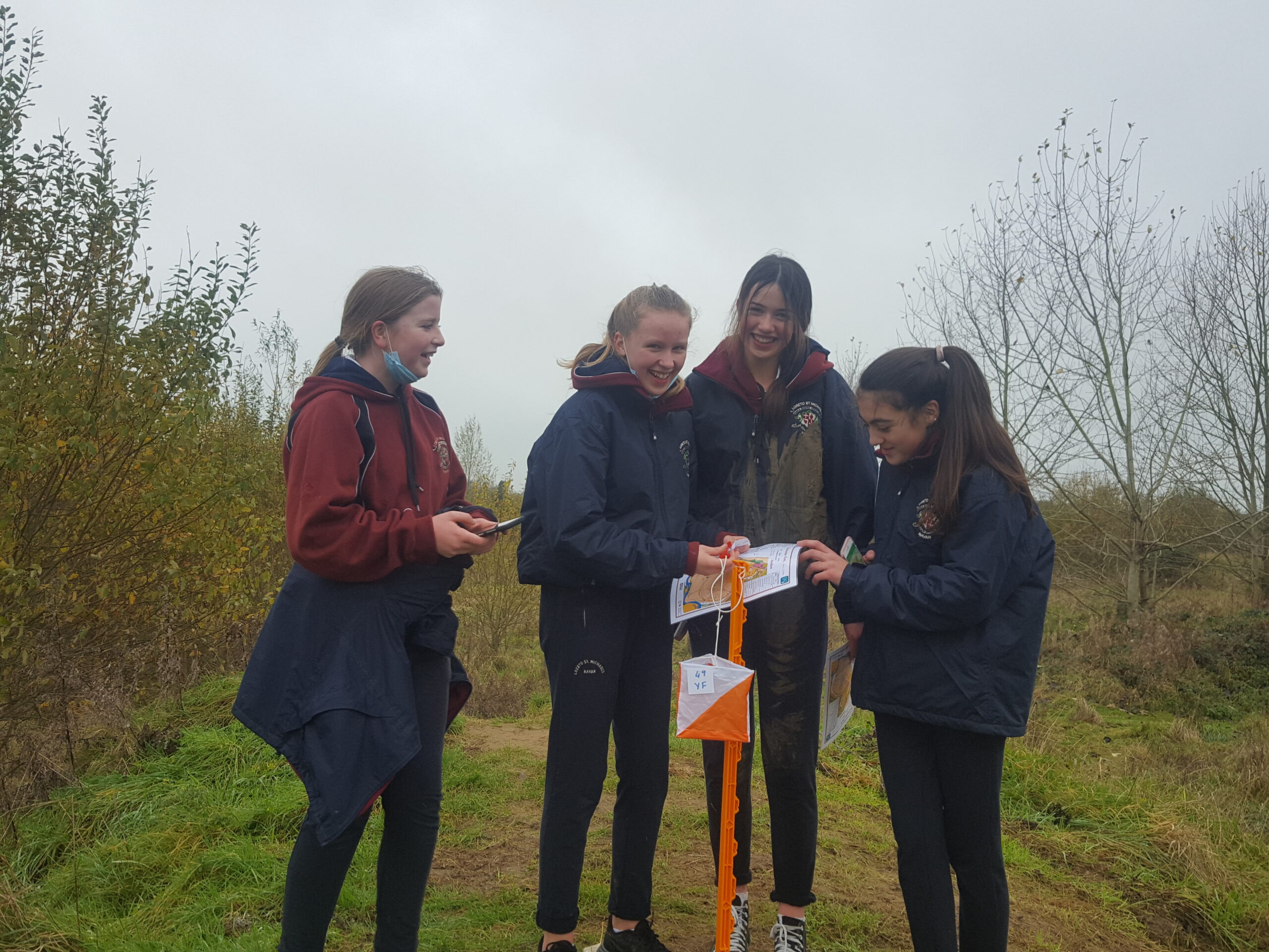 Teen girls orienteering