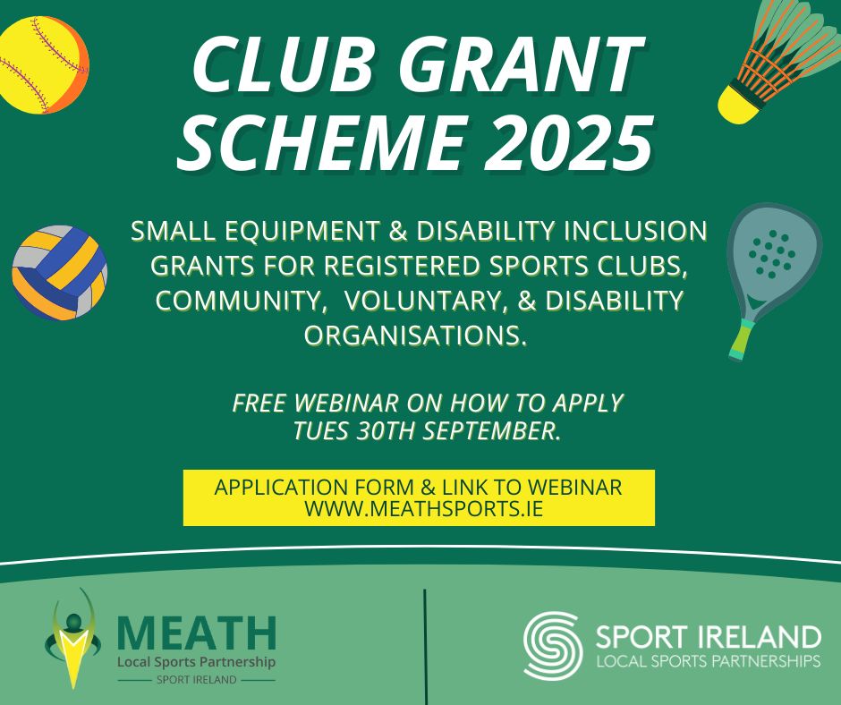 Poster for Club grants & funding webinar