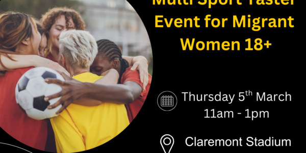 Poster advertising women in sport week sports taster event