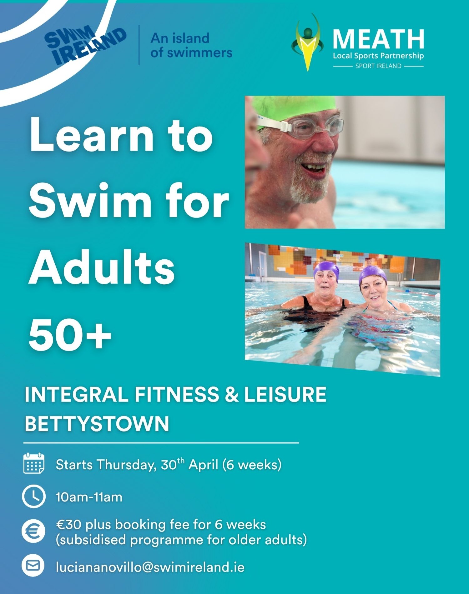 Poster advertising swimming programme for older adults