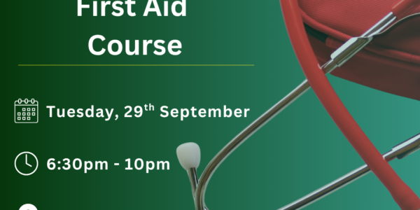 First Aid poster - green poster with red first aid bag