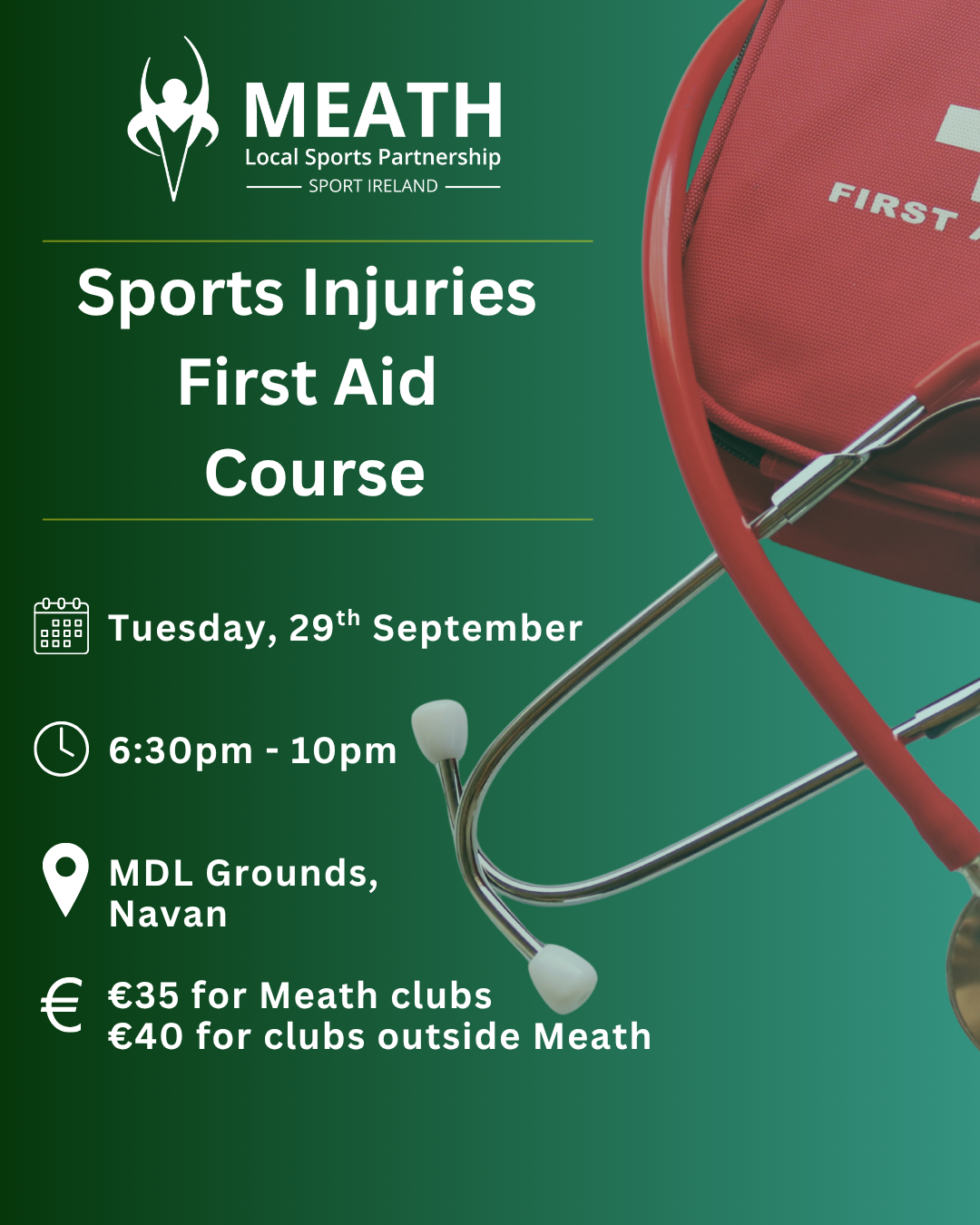 First Aid poster - green poster with red first aid bag